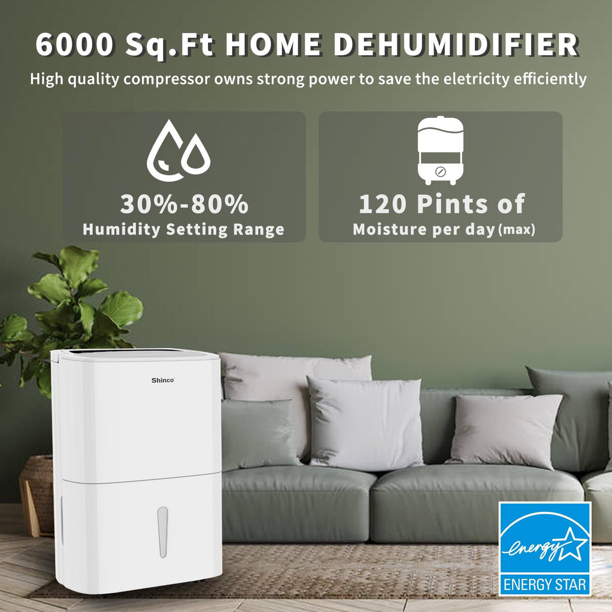 6,000 Sq.Ft Energy Star Dehumidifier with WIFI P874842