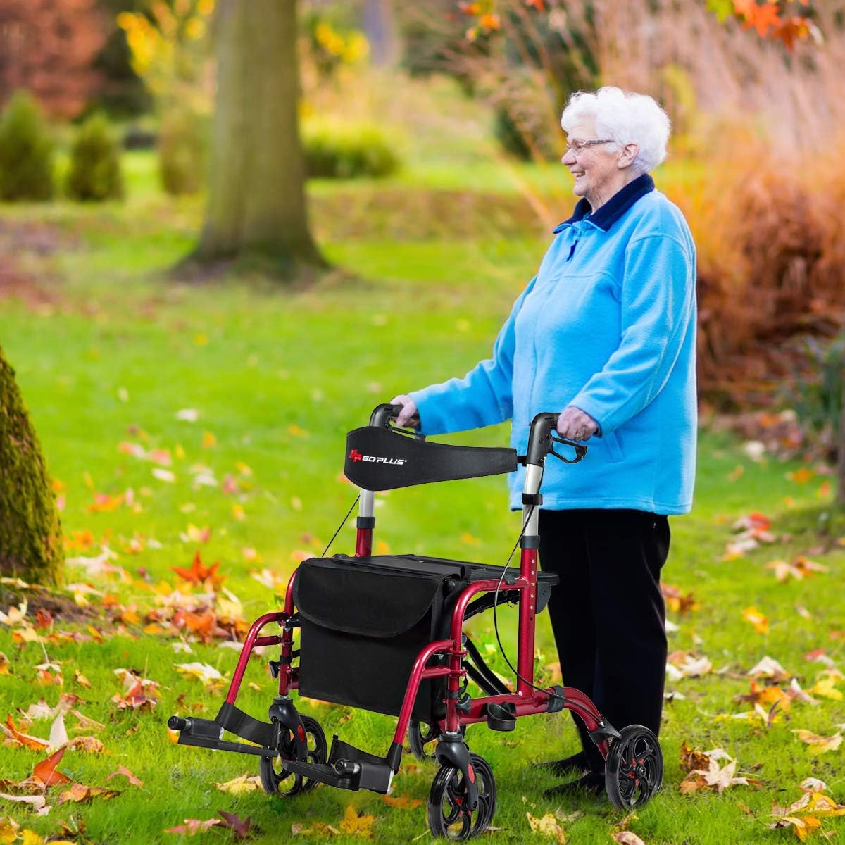 2 in 1 Folding Rollator Walker with Seat M959263