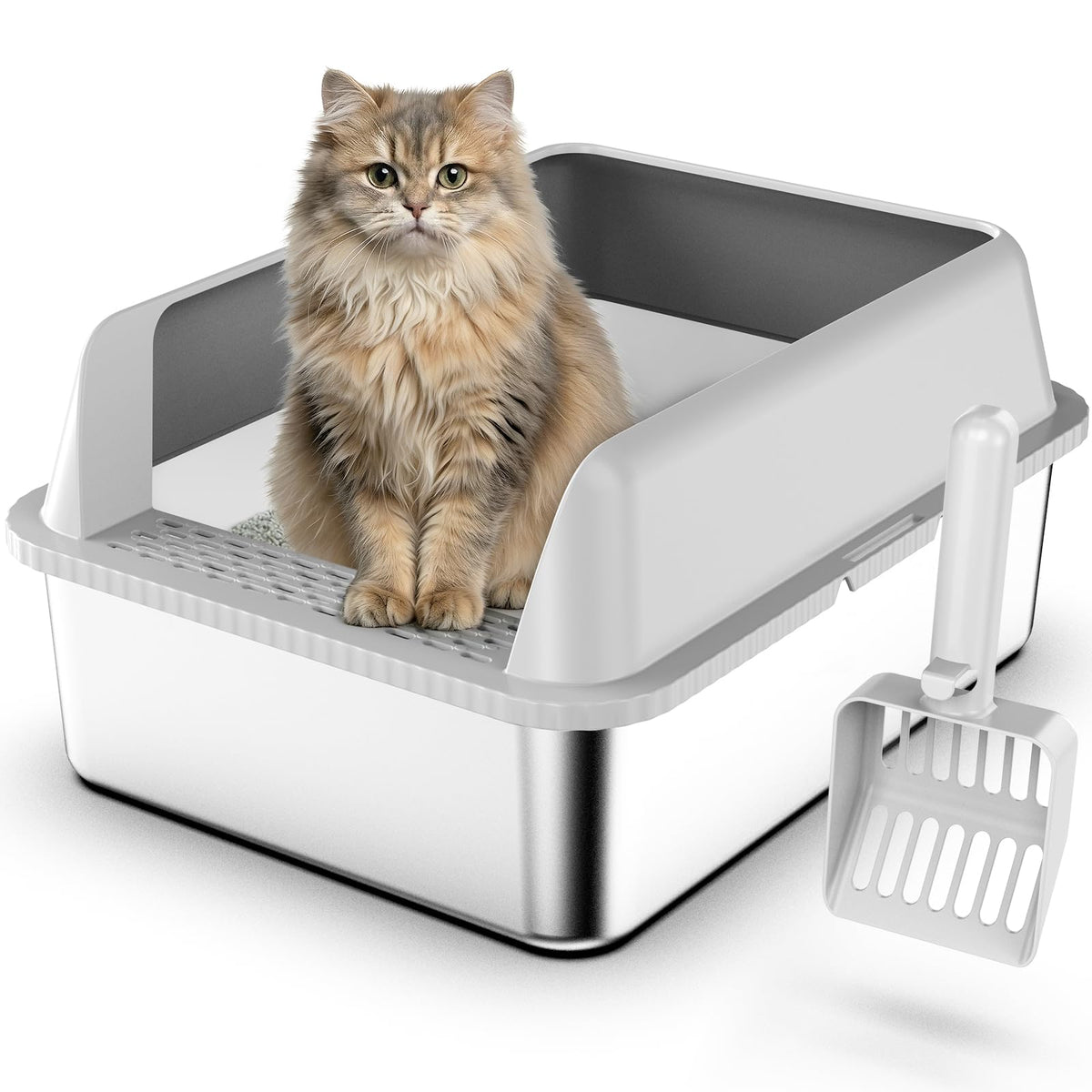 Stainless Steel Cat Litter Box with Lid G91549