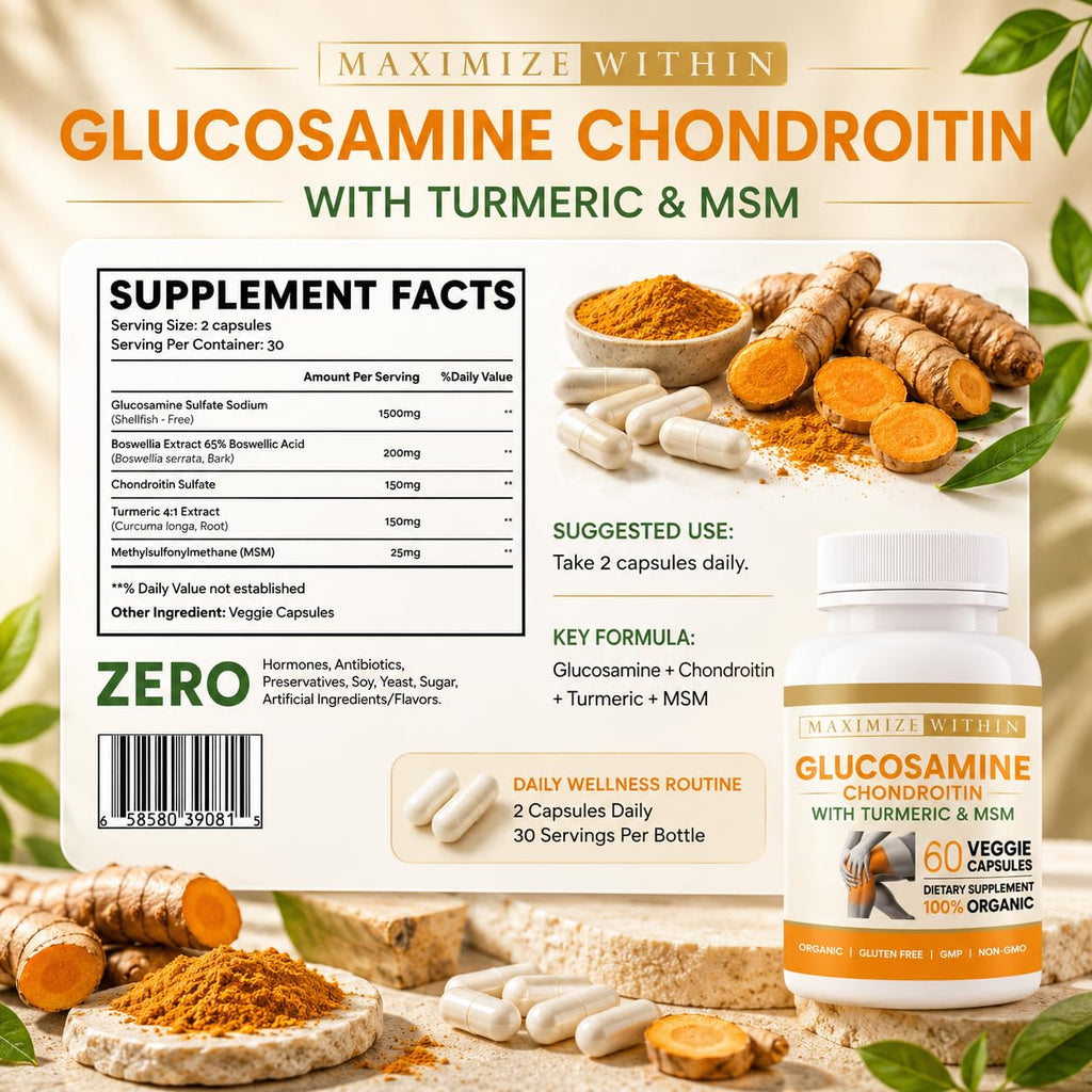 Glucosamine Chondroitin Turmeric MSM 60 Veggie Capsules L860