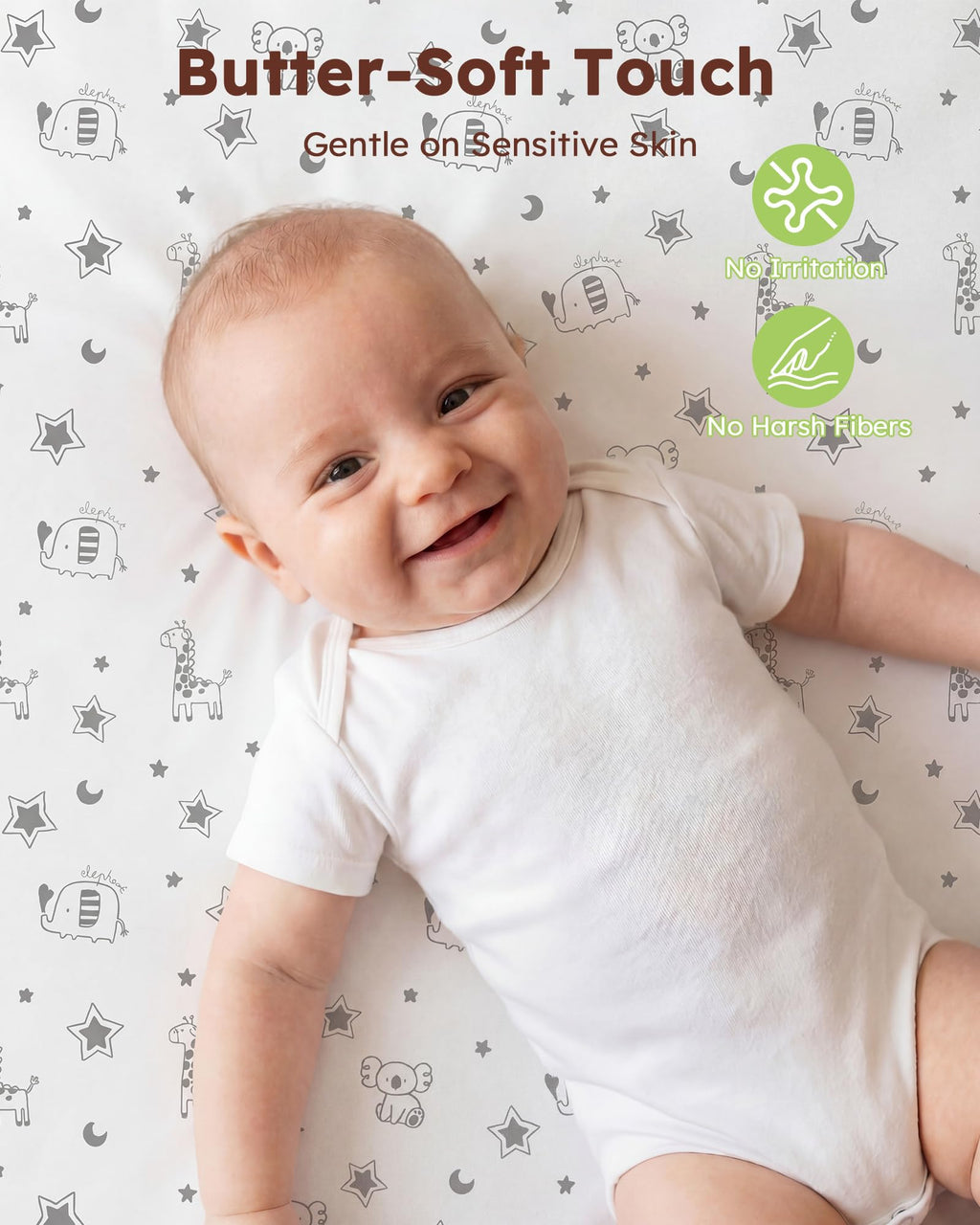 Baby Pack and Play Sheets Fitted 38x26 White Dark Gray C3660