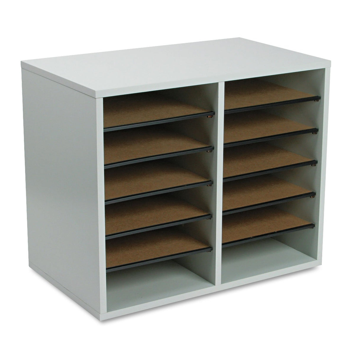 12 Compartment Wood Literature Organizer P7185