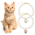 Pink White Pearl Cat Dog Collar V7745