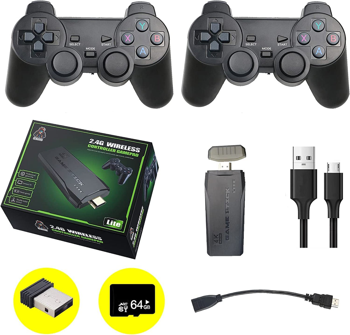 Wireless Retro Game Console with 10,000+ Built-in Games, 4K HDMI-Compatible, 64G, Black F282184