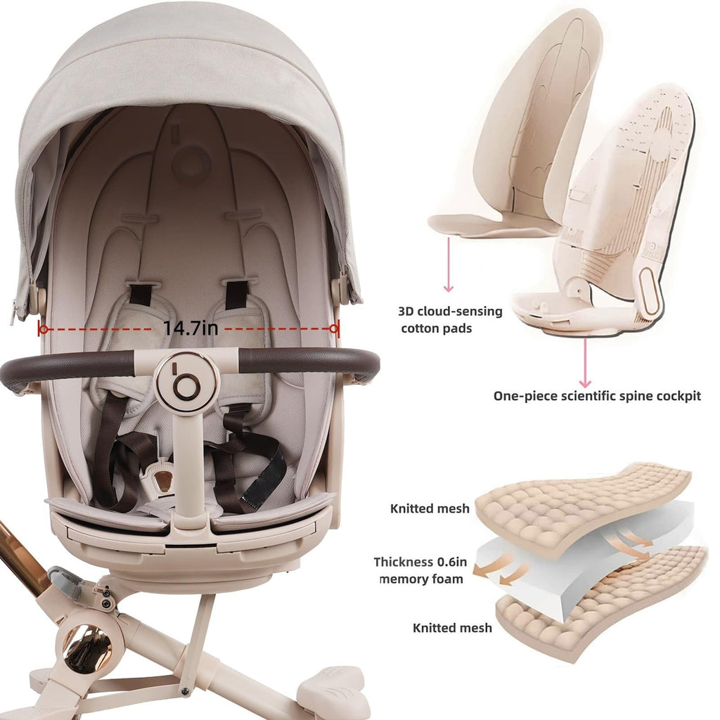 Lightweight Folding Stroller Wagon with Reversible Seat and Canopy K689
