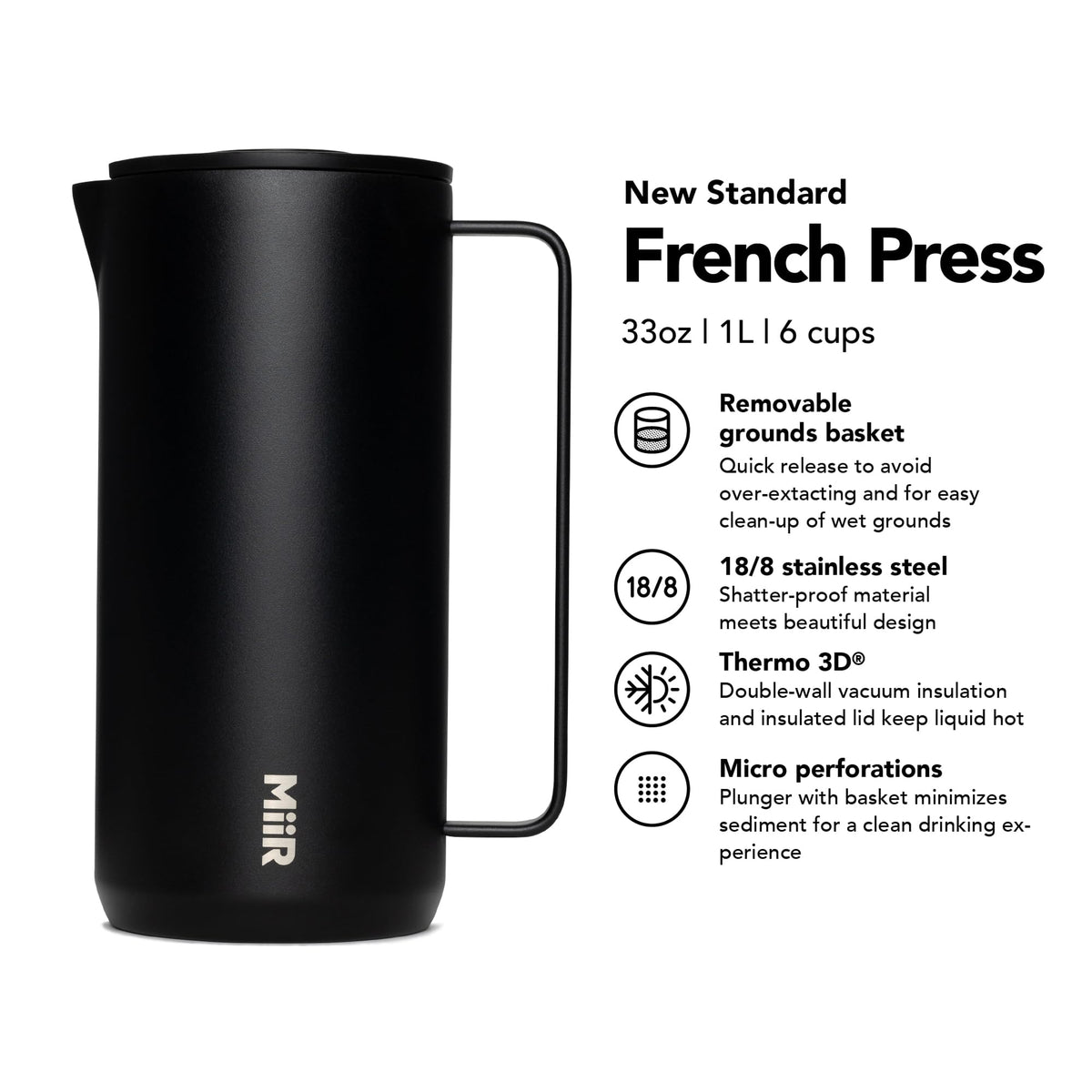 33oz Insulated French Press Coffee Maker A1768