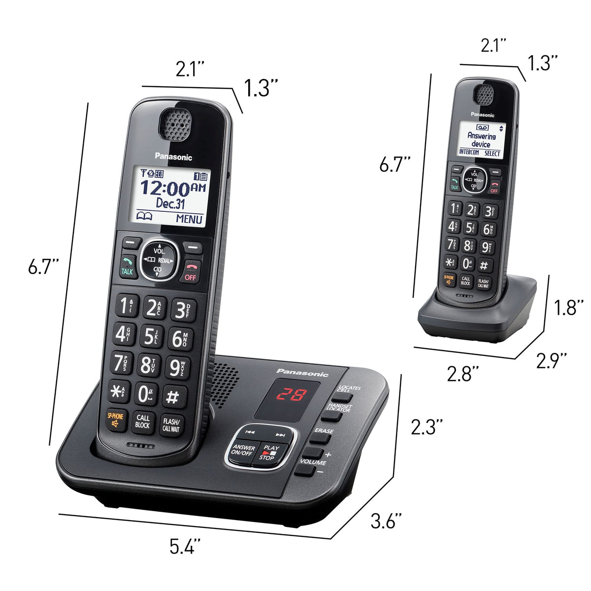 3 Cordless Phones with Answering Machine and Call Blocking U840