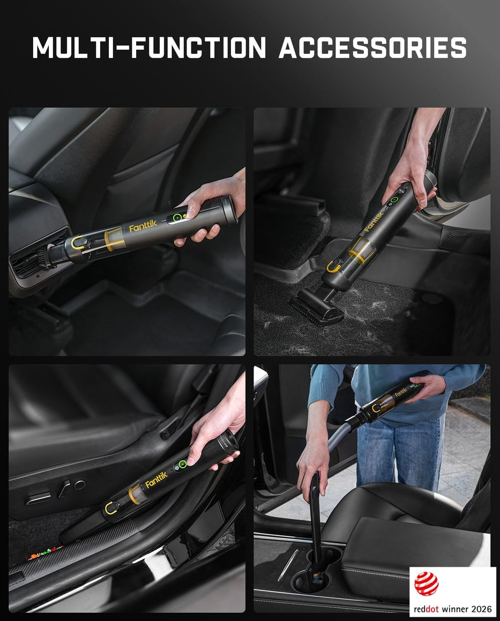 Cordless Handheld Car Vacuum, 19kPa, Black H1989