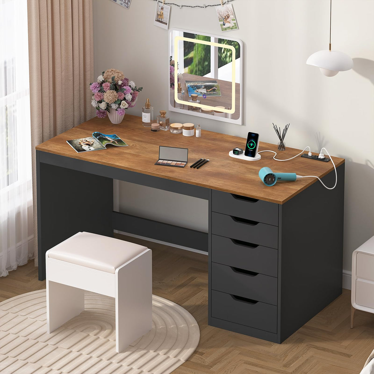 47 Inch Computer Desk with 5 Drawers N194181
