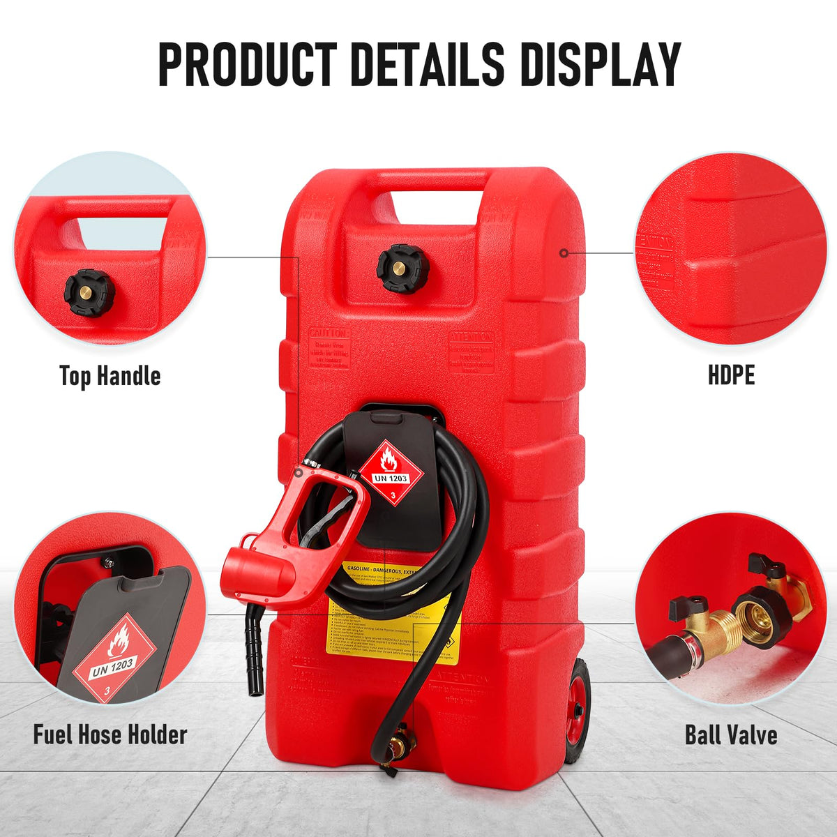15 Gallon Wheeled Fuel Caddy with Manual Siphon Pump & 10FT Hose X843