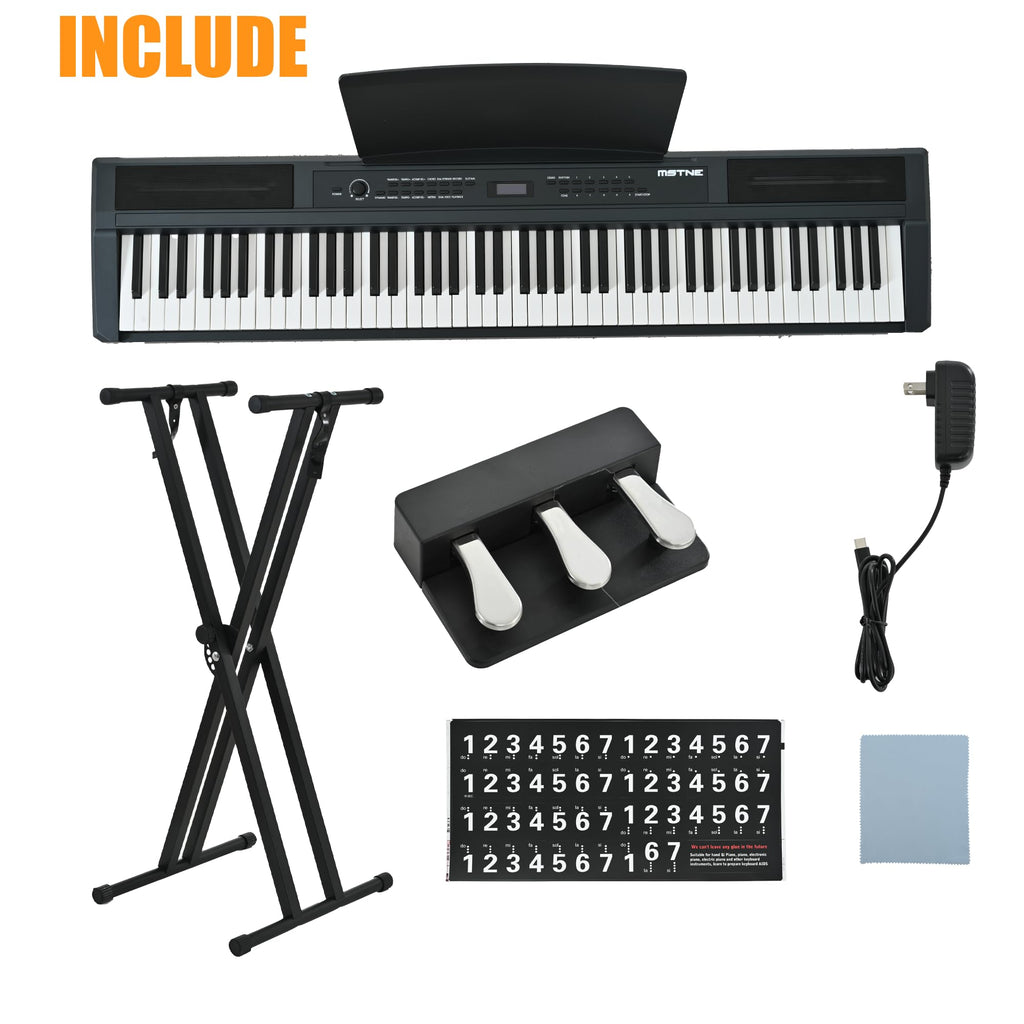 88 Key Weighted Hammer Action Digital Piano with Stand and 3 Pedal Unit T2802