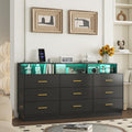 Black 9 Drawer Wood Dresser E878