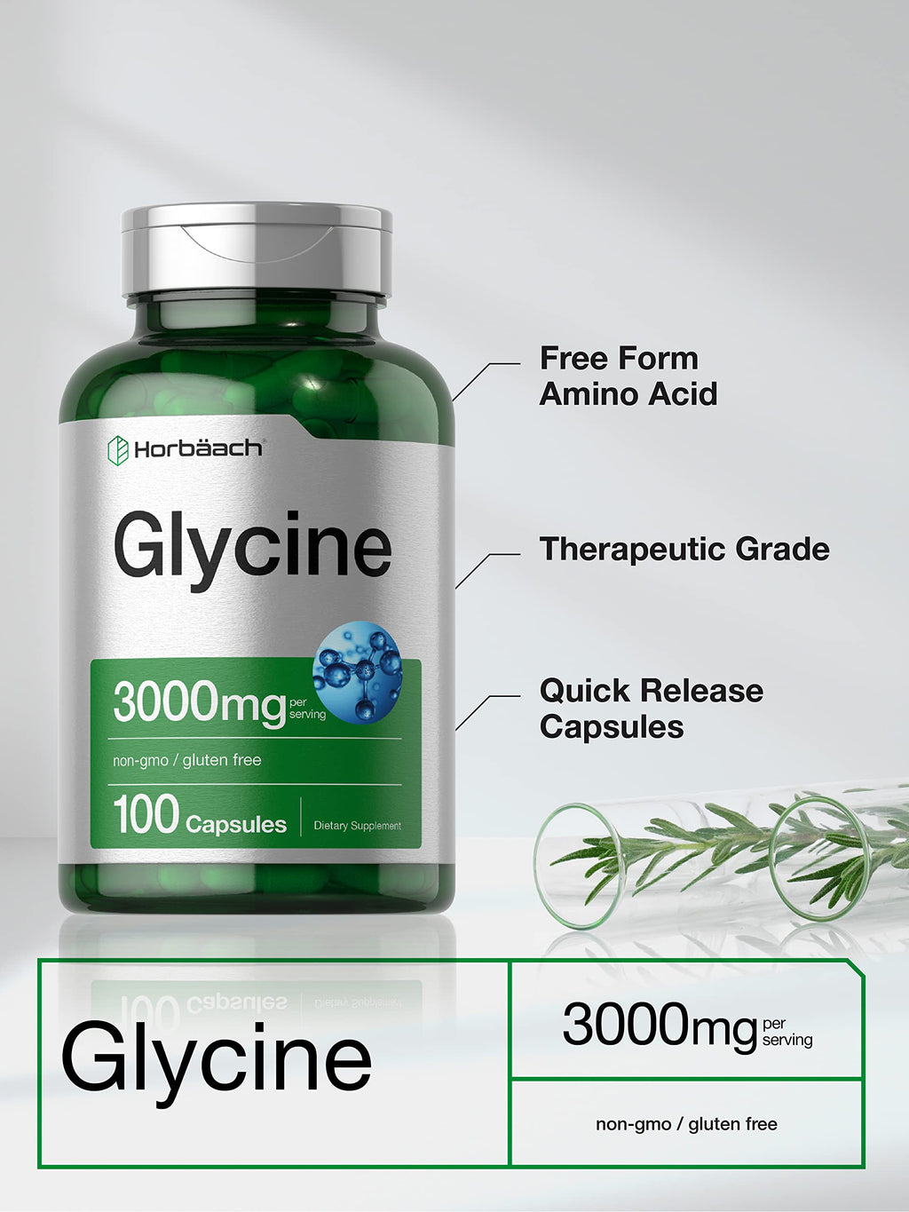 Glycine 3000mg 100 Powder Capsules T916798