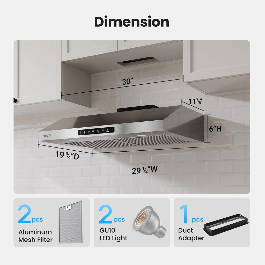 30 Inch Under Cabinet Range Hood 900 CFM Dual Motor S267318