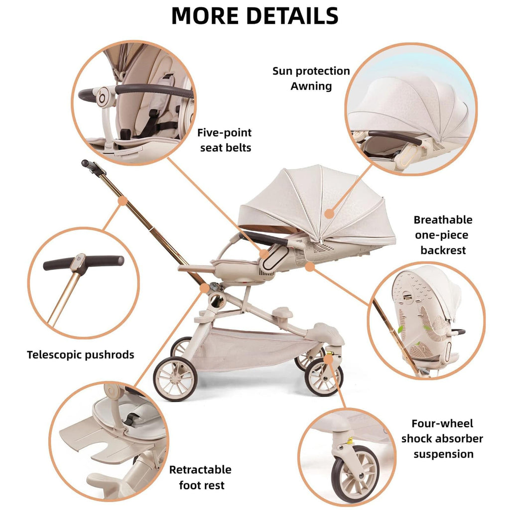 Lightweight Folding Stroller Wagon with Reversible Seat and Canopy K689