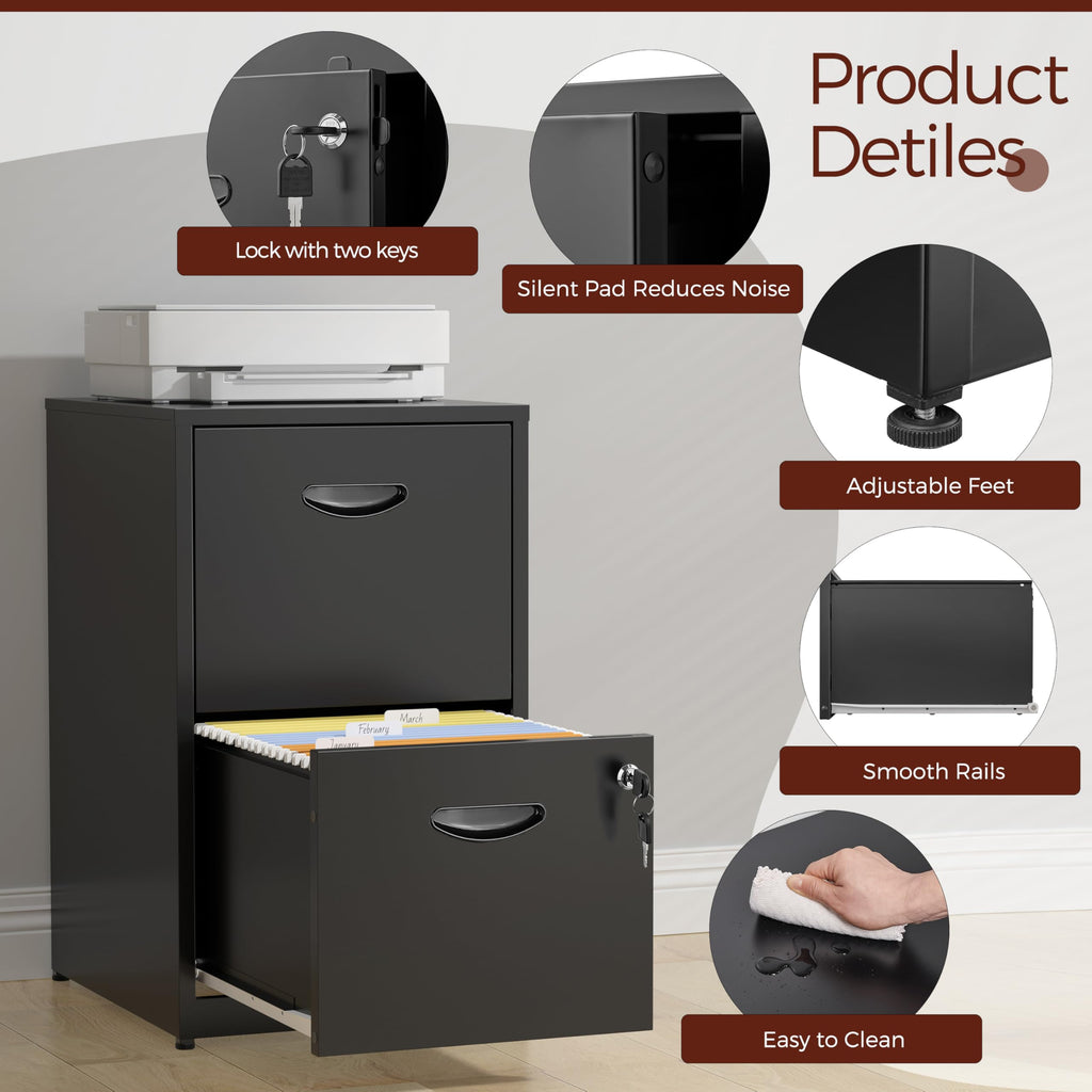 2 Drawer Metal File Cabinet with Lock N901