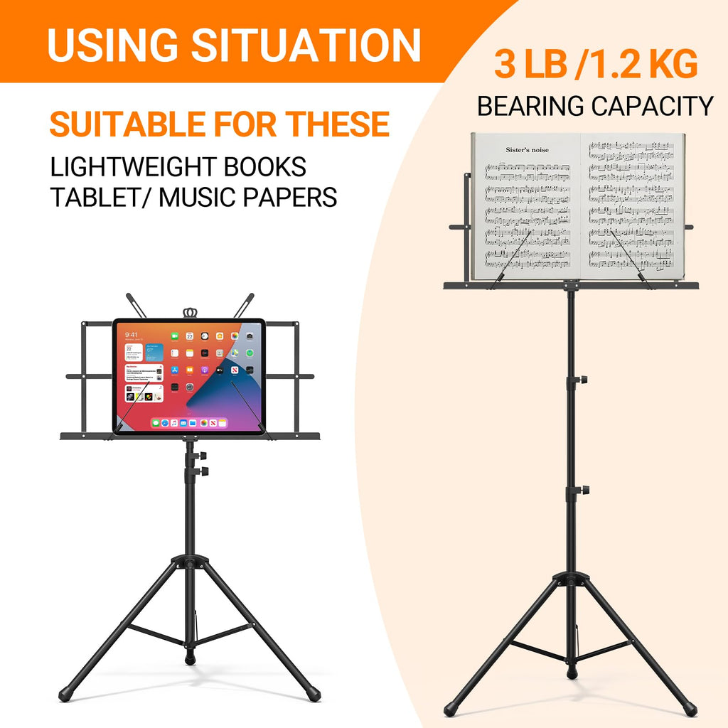 Black Portable Sheet Music Stand with Clamp and Carrying Bag T433569