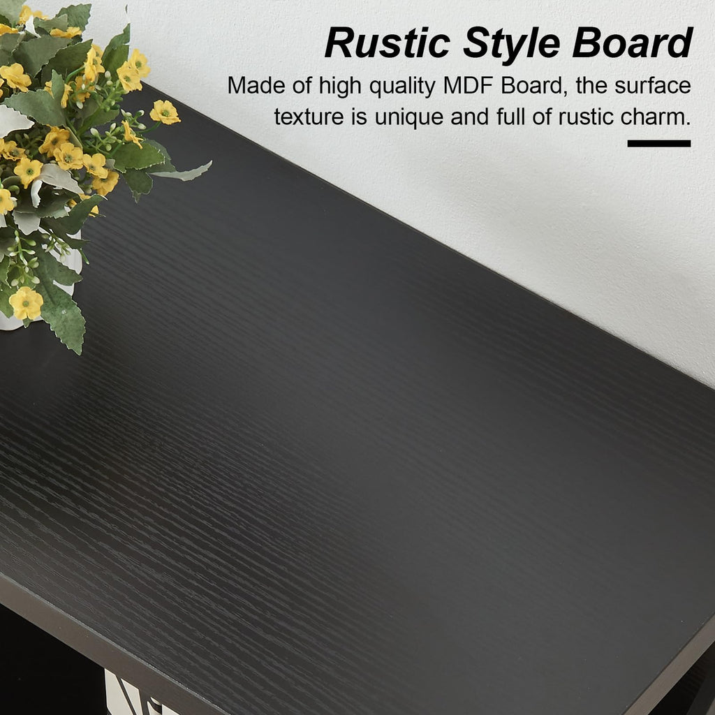 Black 3-Tier Engineered Wood Bookshelf M3040