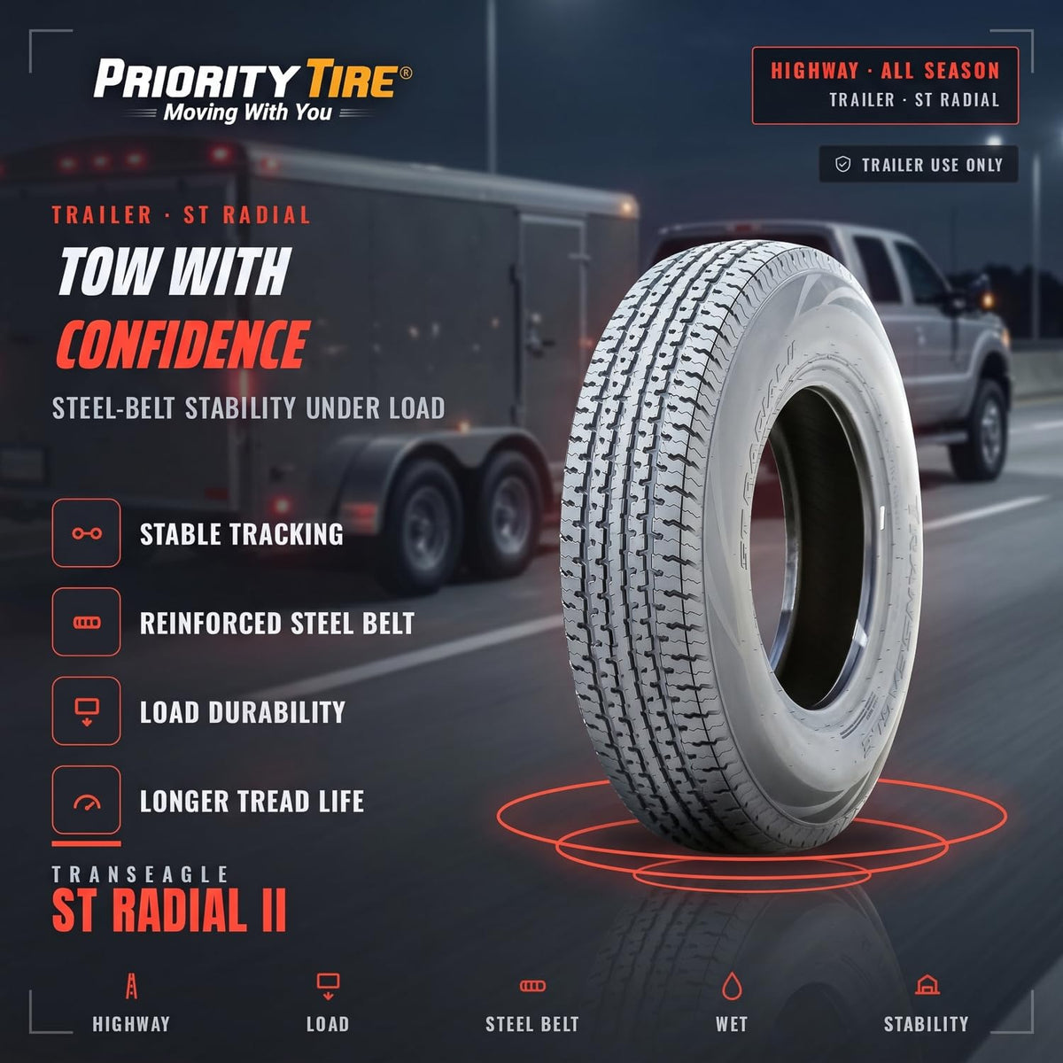ST205/75R15 All Season 10 Ply Tire Q32364