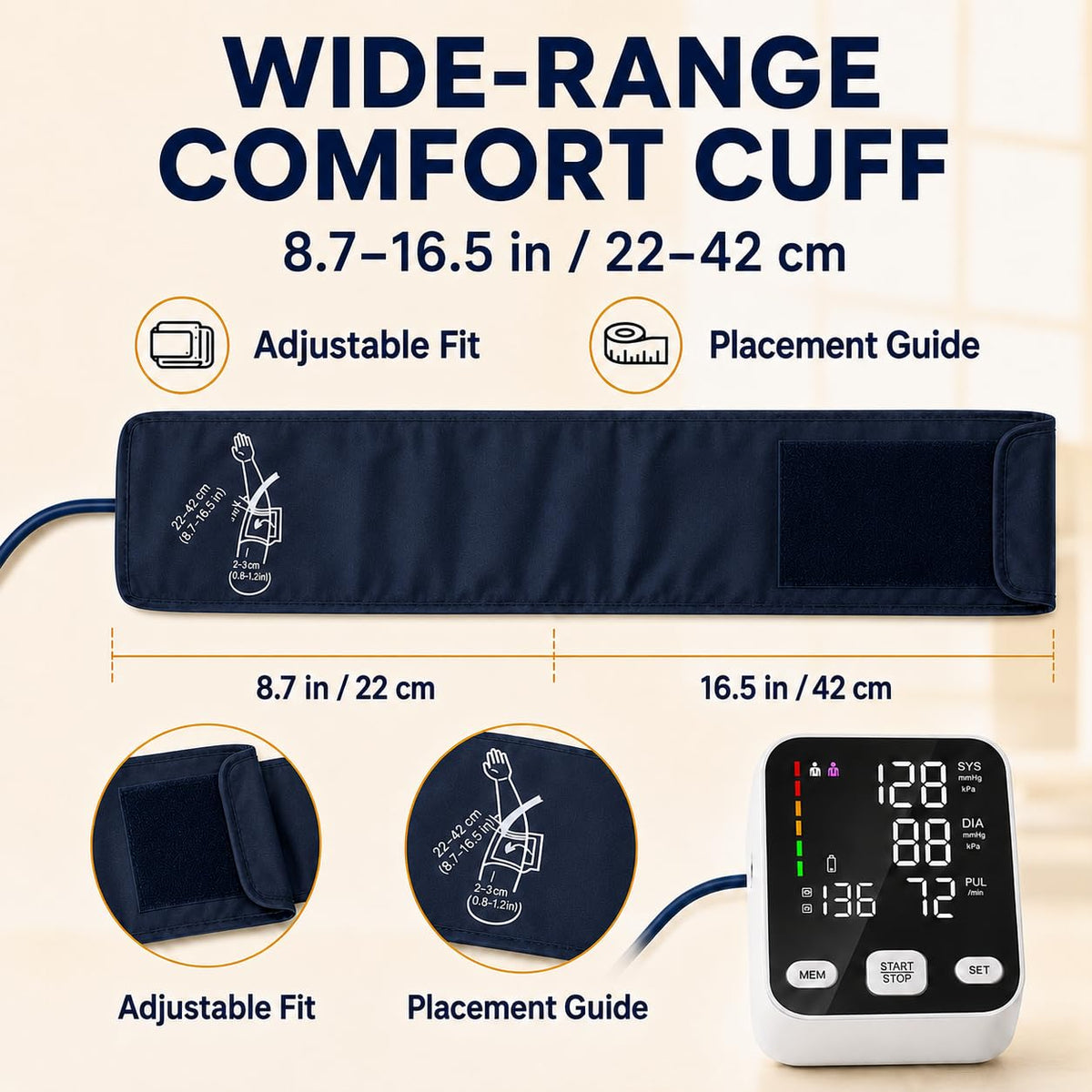 Automatic Upper Arm Blood Pressure Monitor with 6-Inch Backlit Display J947