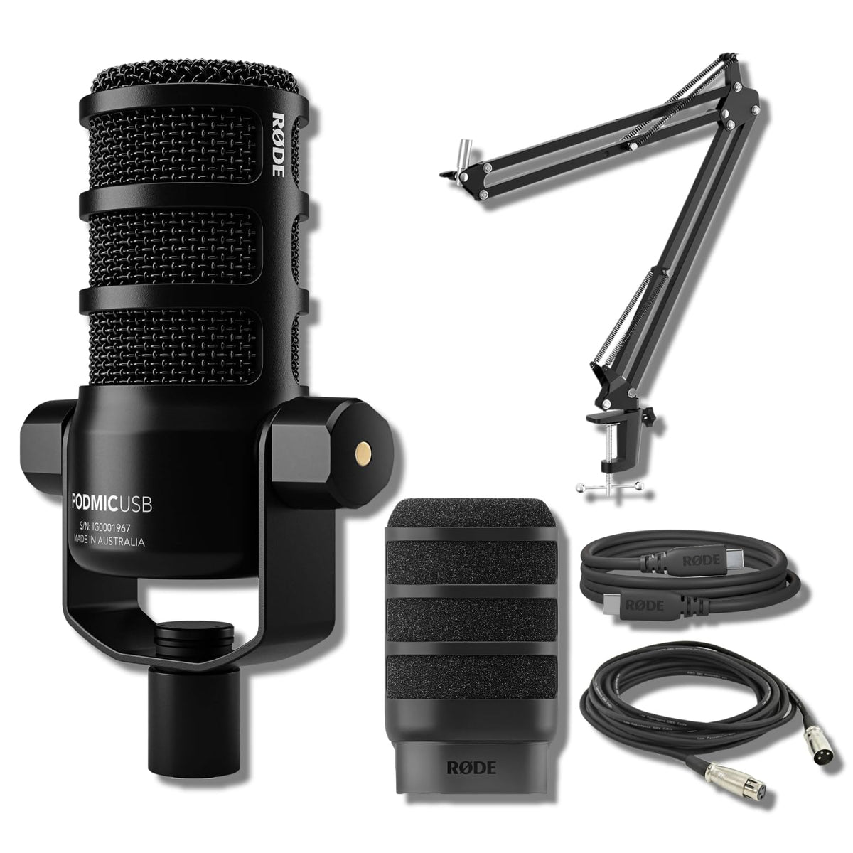 USB Dynamic Broadcast Microphone with Boom Arm and XLR Cable Y76892