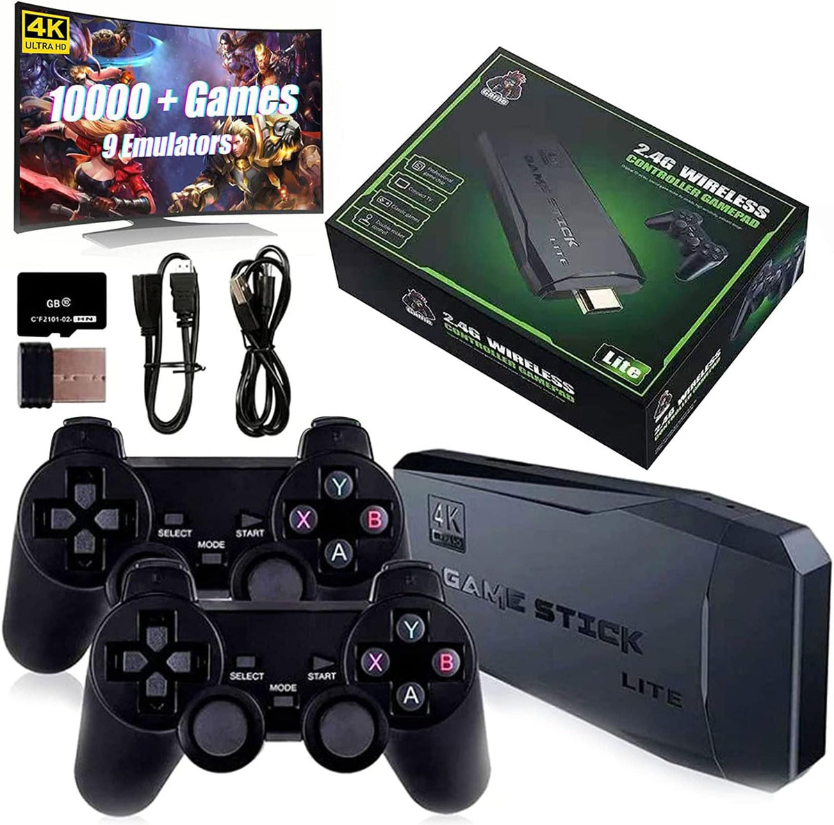 Wireless Retro Game Console with 10,000+ Built-in Games, 4K HDMI-Compatible, 64G, Black F282184