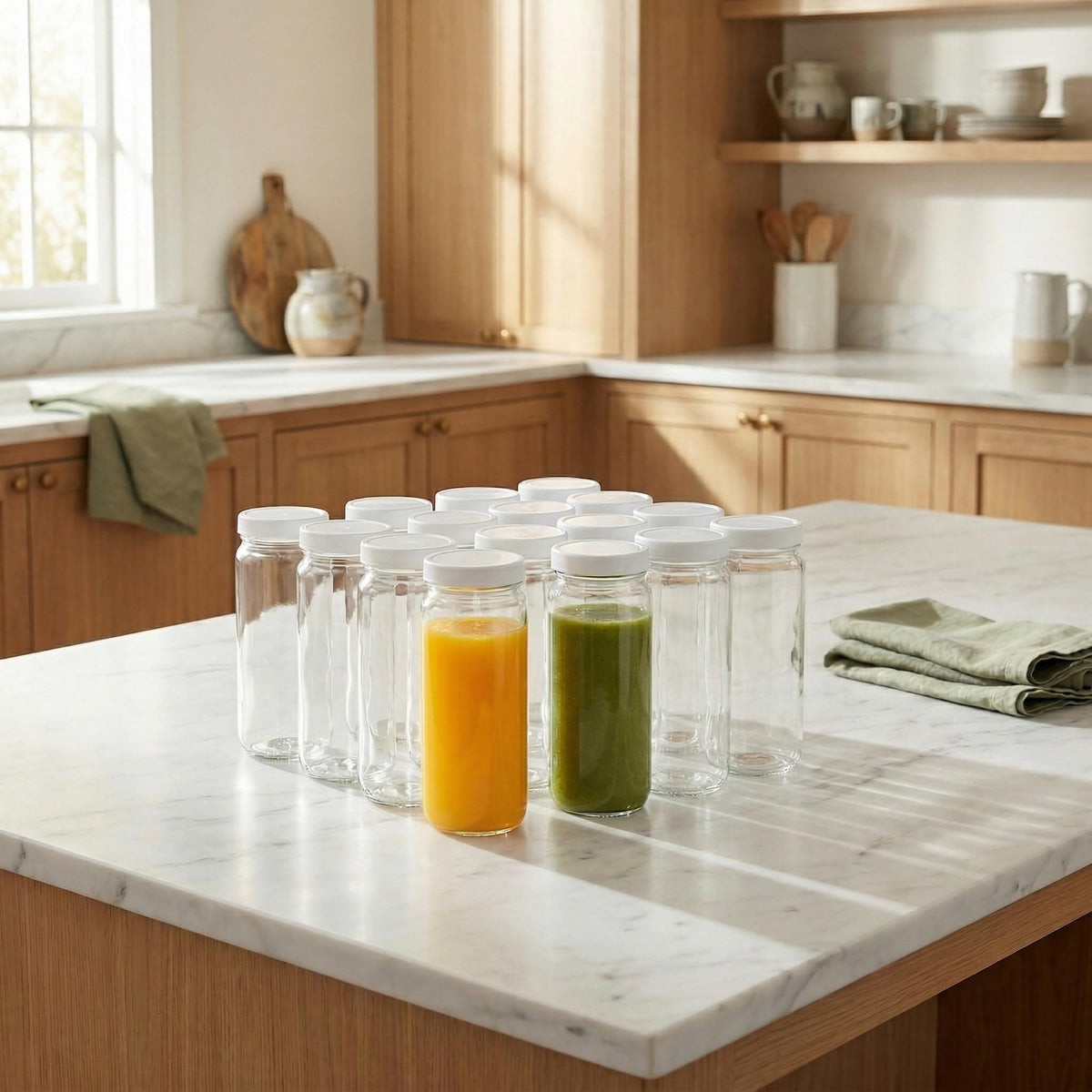 16 Pack 16oz Clear Glass Bottles with Airtight Lids H79625