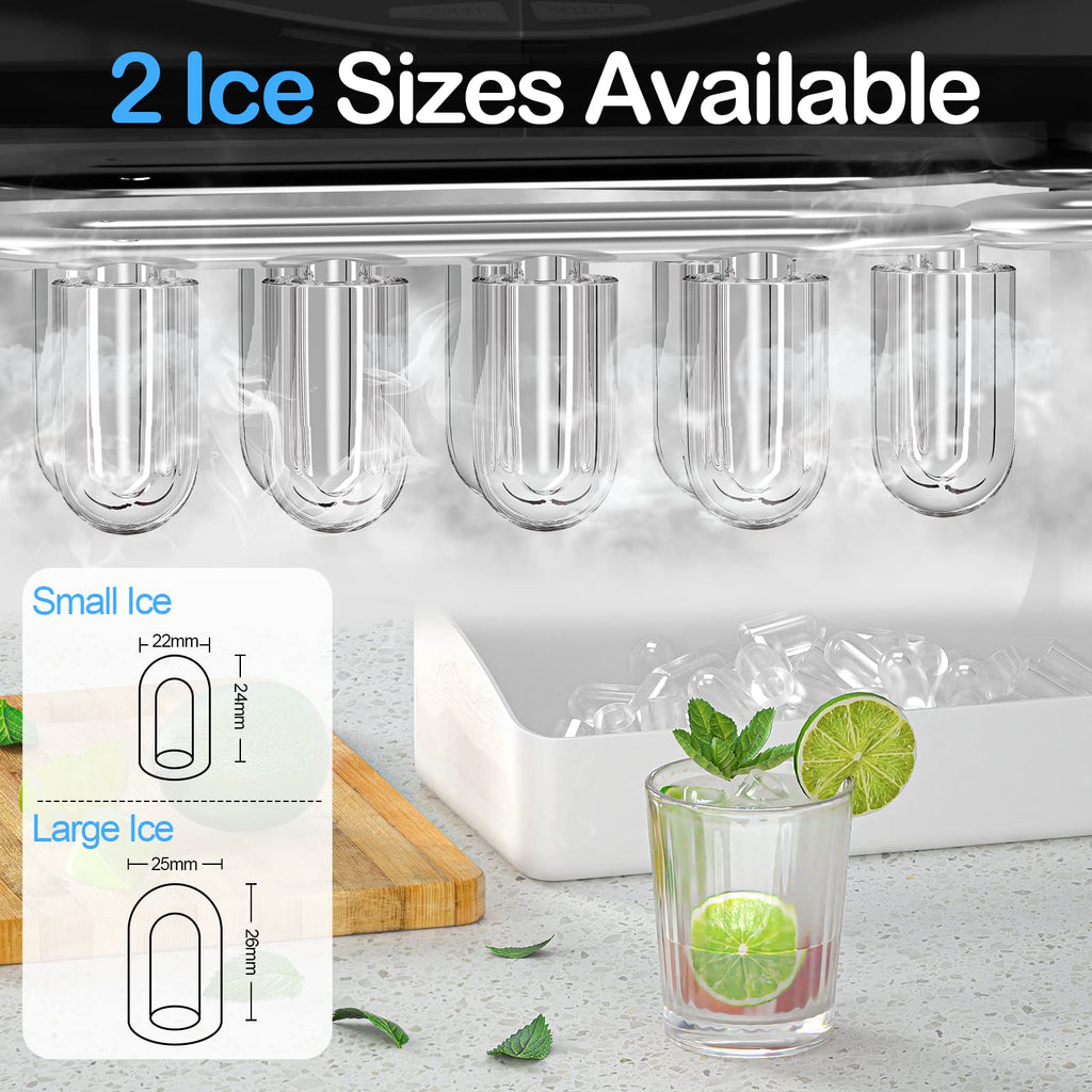 Black Countertop Ice Maker with Scoop and Basket R95362