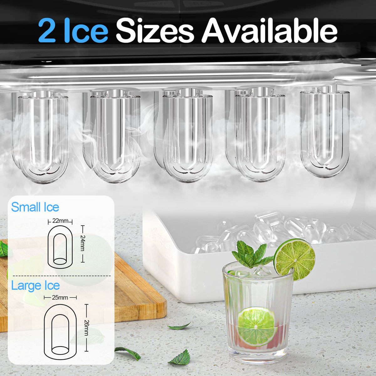 Black Countertop Ice Maker with Scoop and Basket R95362