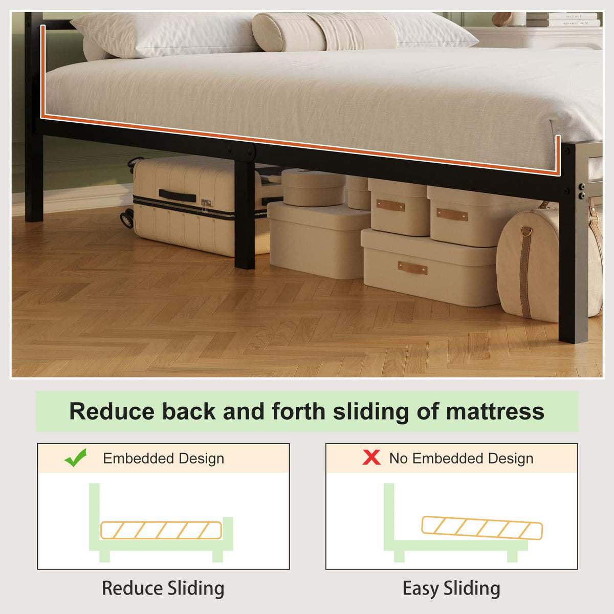 12 Inch Full Size Bed Frame with Headboard and Footboard O2236