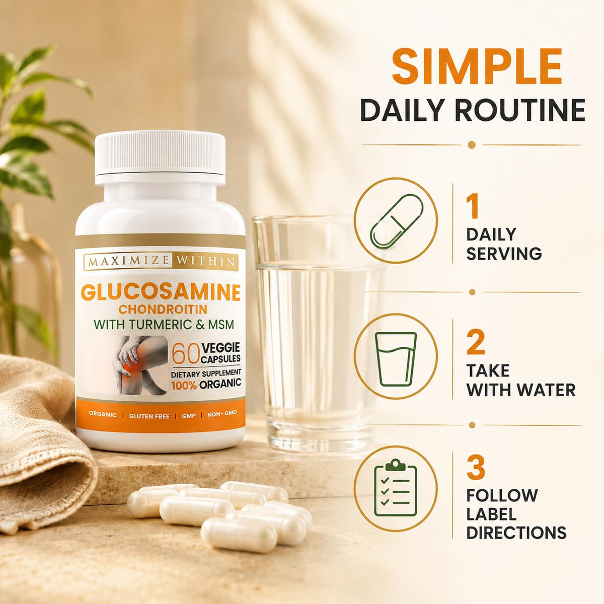 Glucosamine Chondroitin Turmeric MSM 60 Veggie Capsules L860