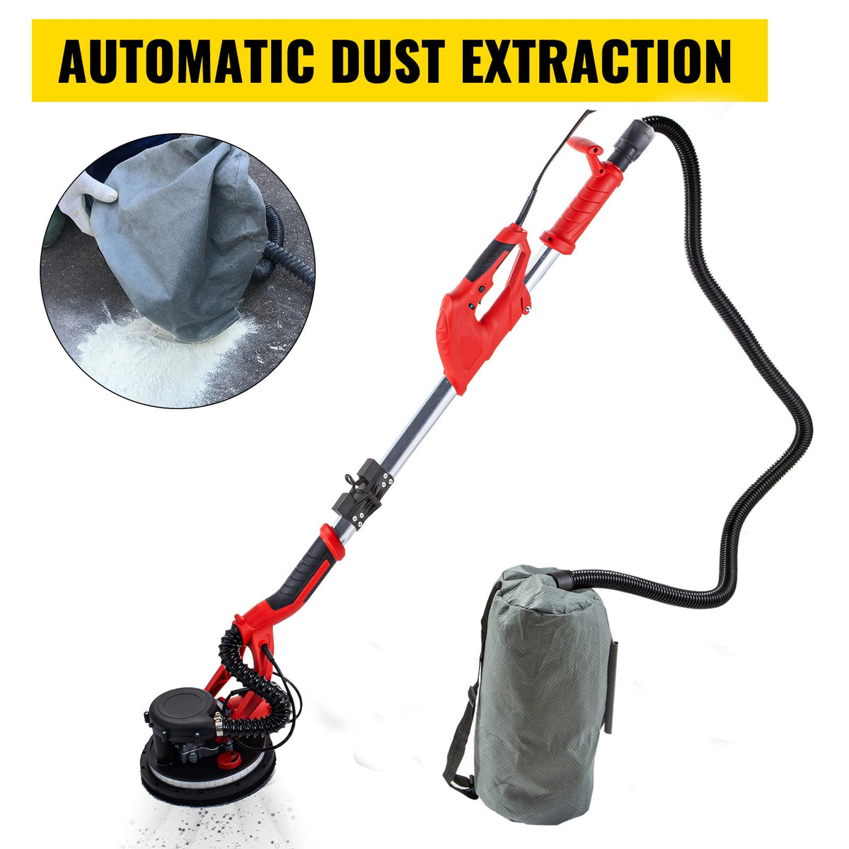 850W Variable Speed Electric Drywall Sander with Vacuum Bag U8935