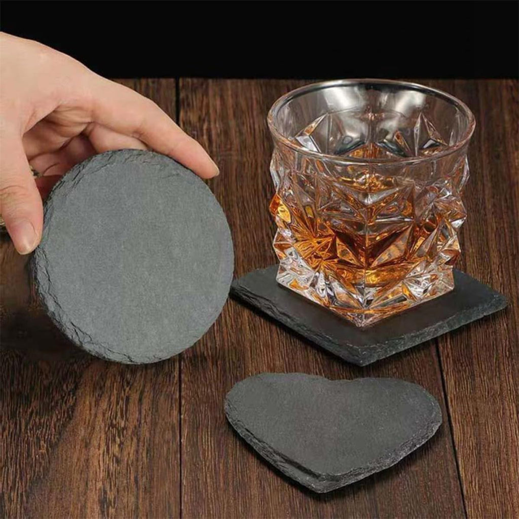 Black Natural Stone Coasters Set X1370
