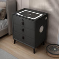 Black 3 Drawer Smart Bedside Table with LED Light and Wireless Charging Y586