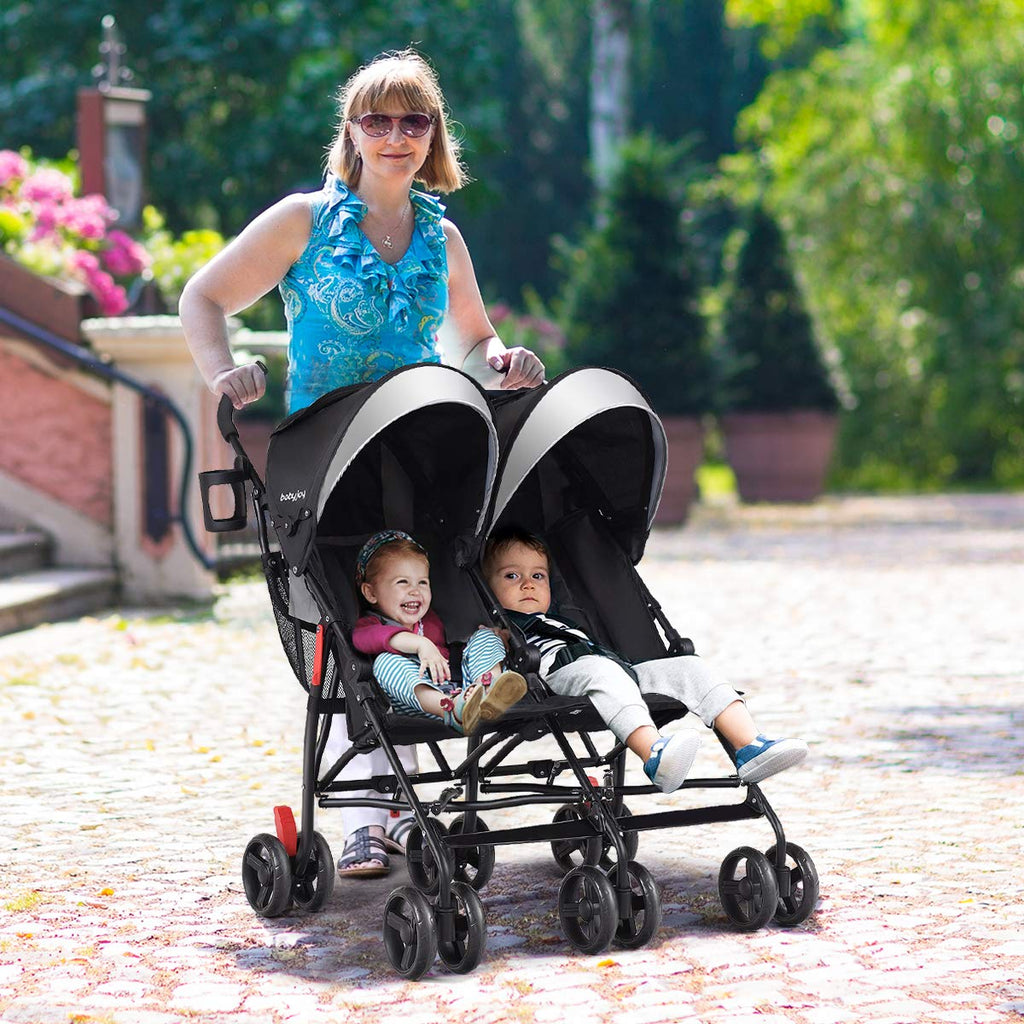 Lightweight Double Umbrella Stroller with Cup Holder and Adjustable Canopy Q1113