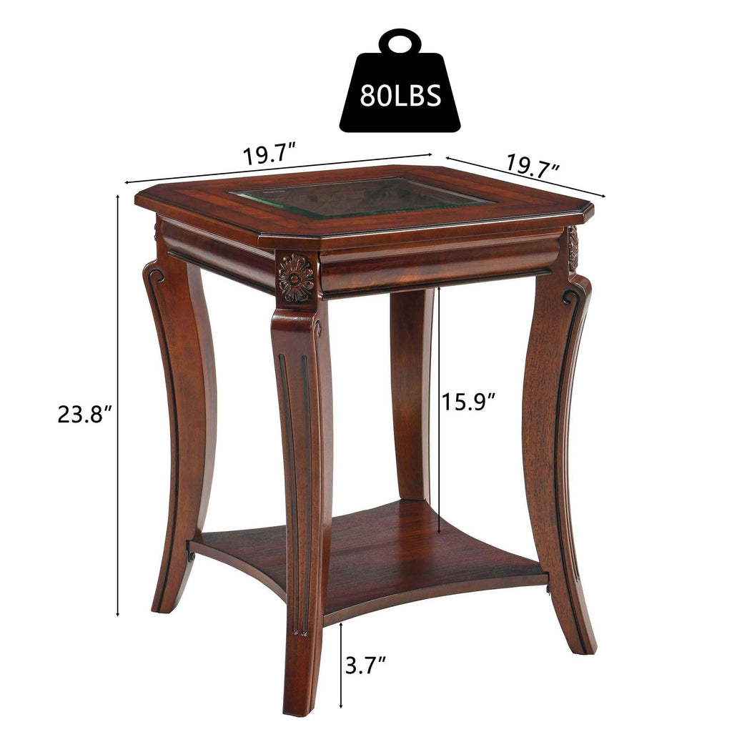 Set of 2 Solid Wood End Table W95362