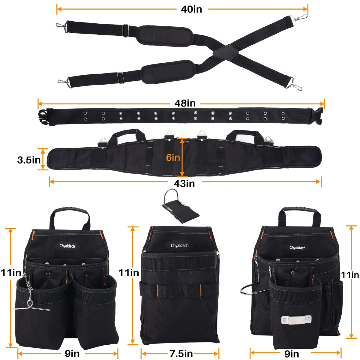 16-Pockets Adjustable Tool Belts with Suspenders N10055
