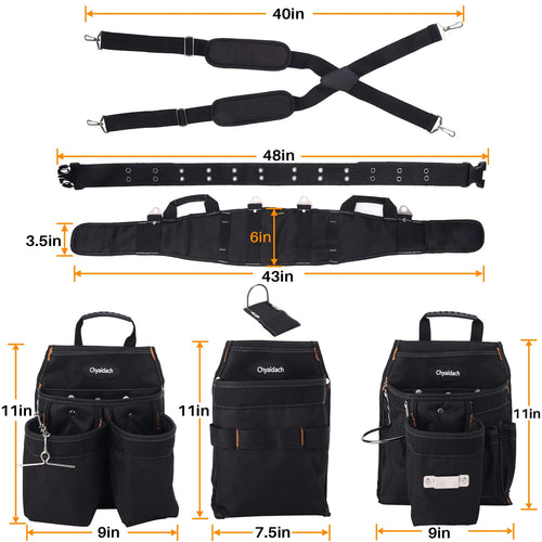 16-Pockets Adjustable Tool Belts with Suspenders N10055