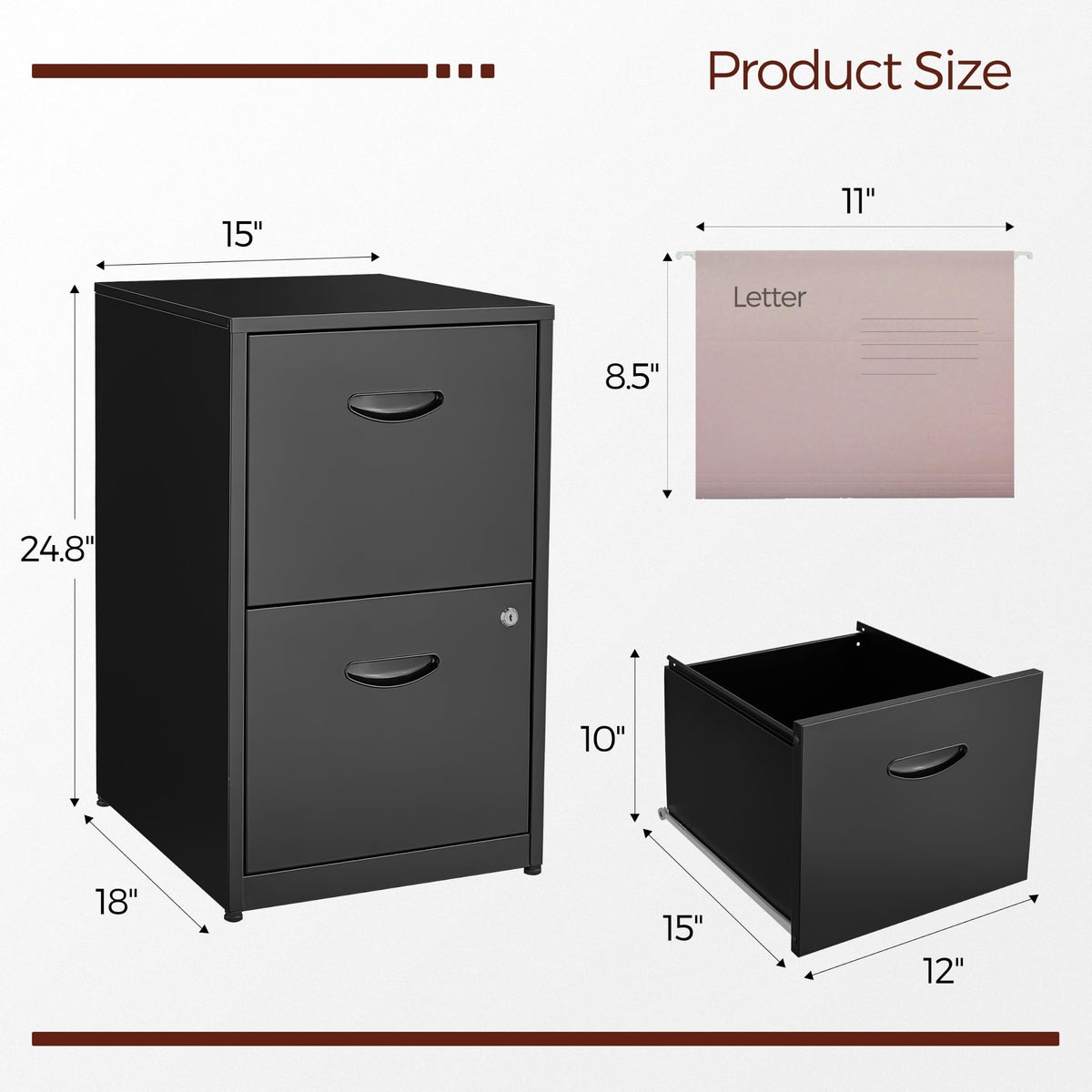 2 Drawer Metal File Cabinet with Lock N901