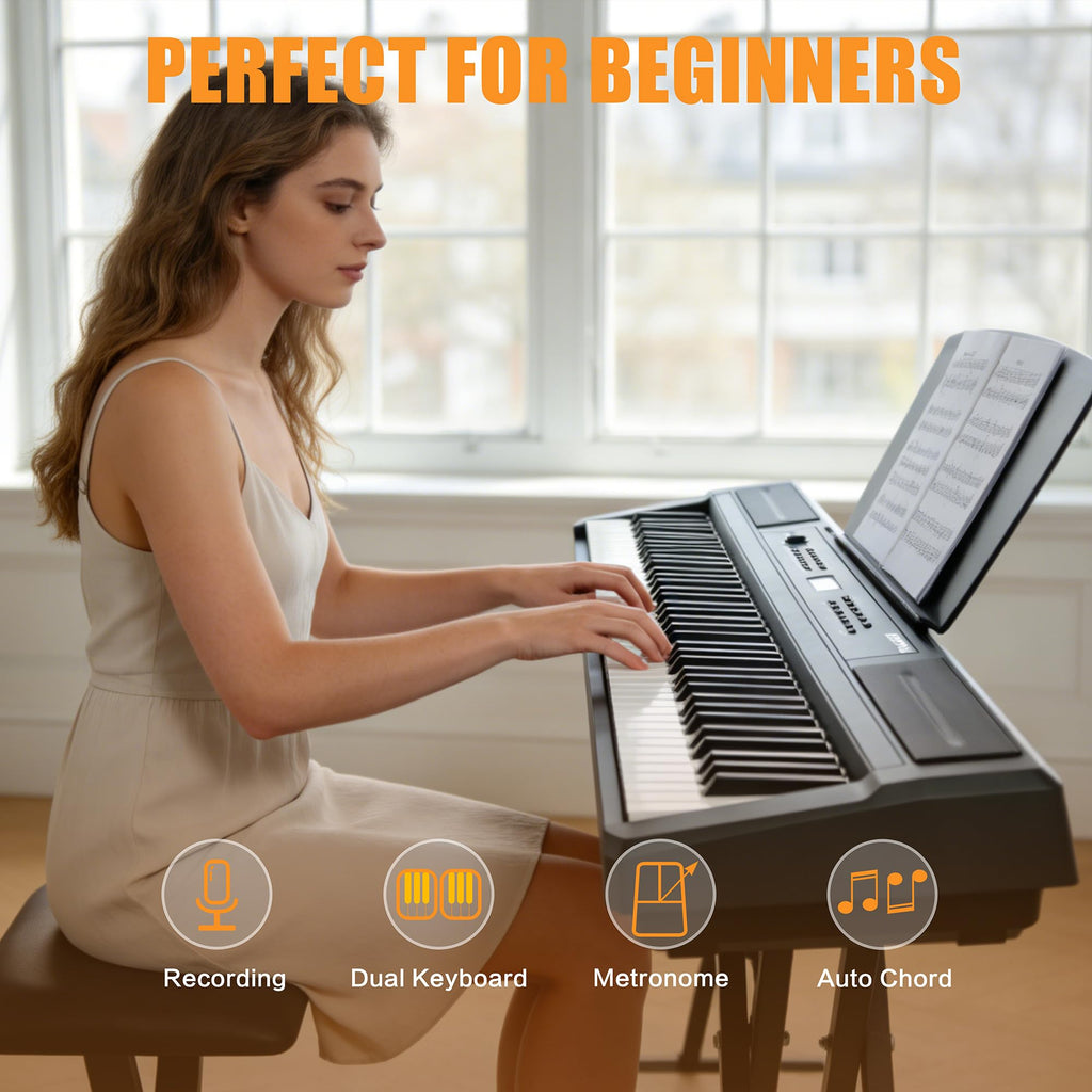 88 Key Weighted Hammer Action Digital Piano with Stand and 3 Pedal Unit T2802