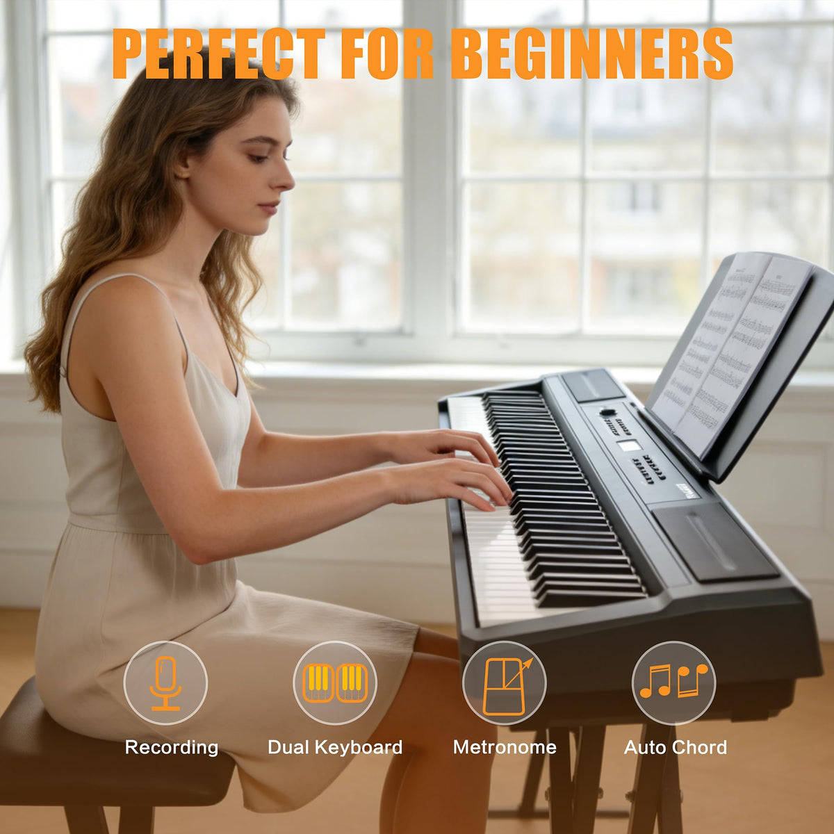 88 Key Weighted Hammer Action Digital Piano with Stand and 3 Pedal Unit T2802