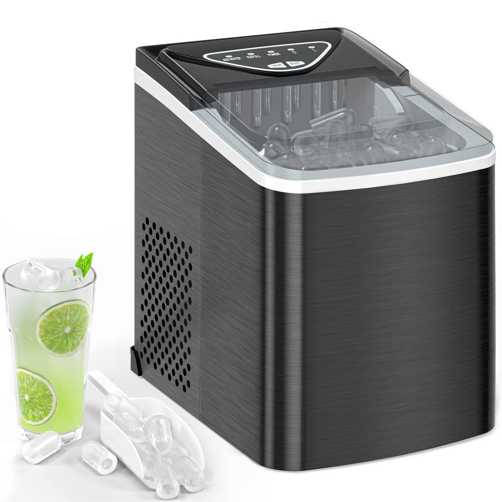 Black Countertop Ice Maker with Scoop and Basket R95362