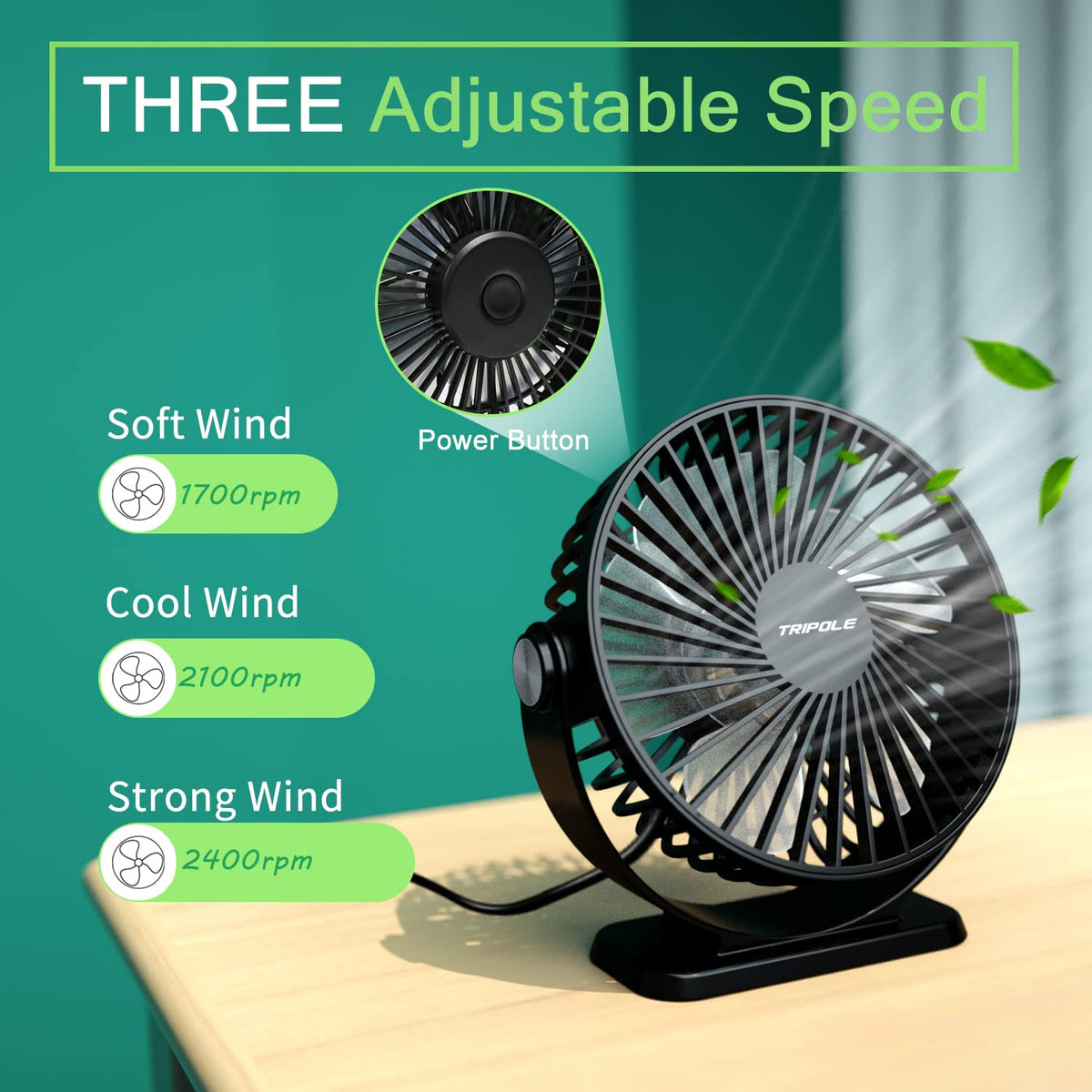 2 Pack USB Powered Mini Portable Desk Fan R200