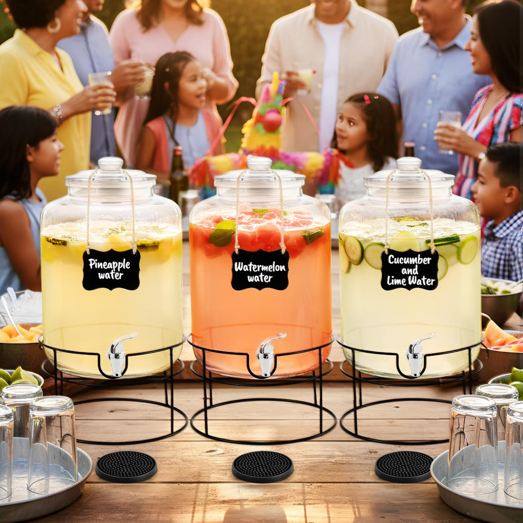 4 Gallon Glass Beverage Dispenser with Stand and Spigot A86843