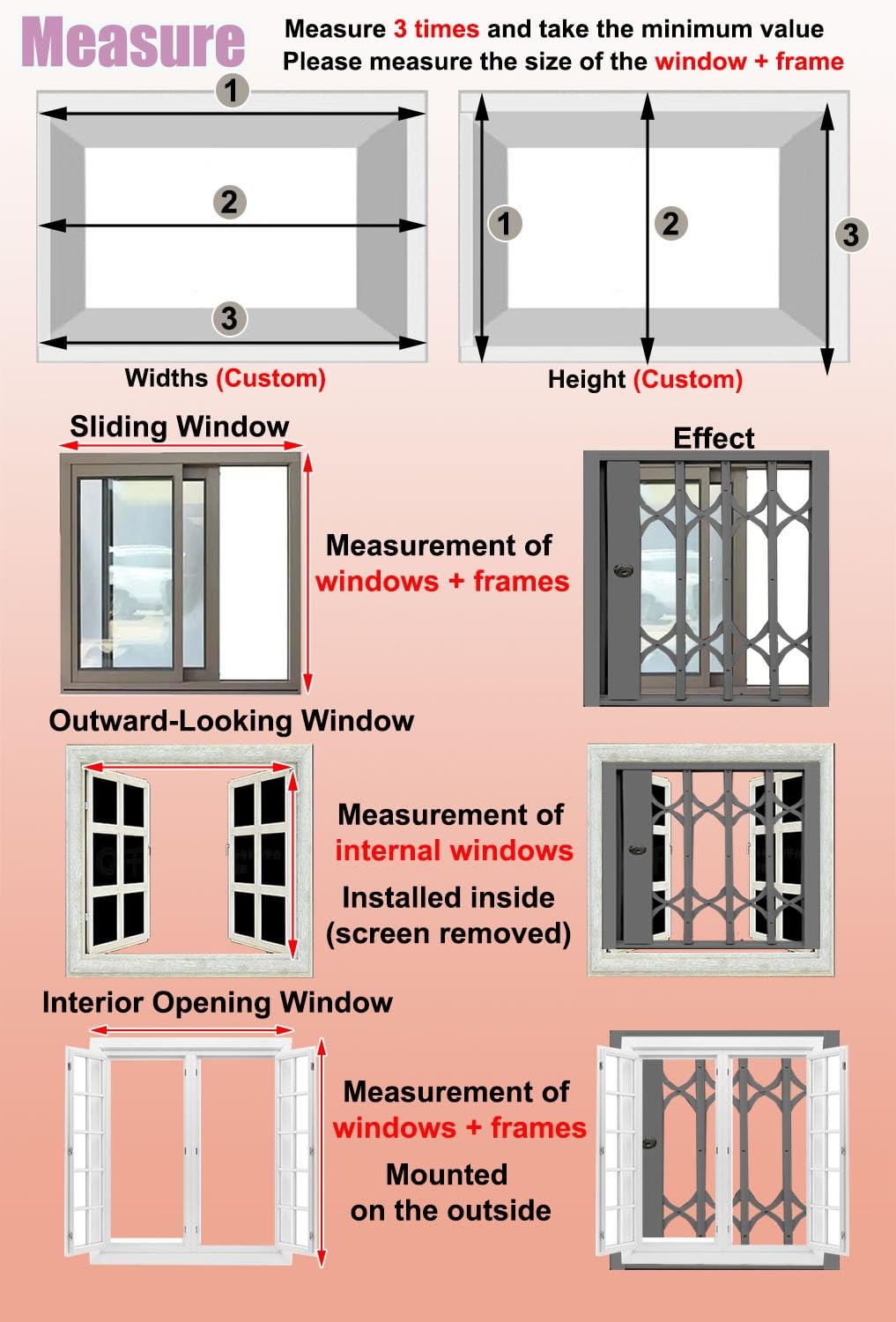 Lockable Folding Aluminum Window Safety Guards, Adjustable Width 24-36 Inch, Black U602