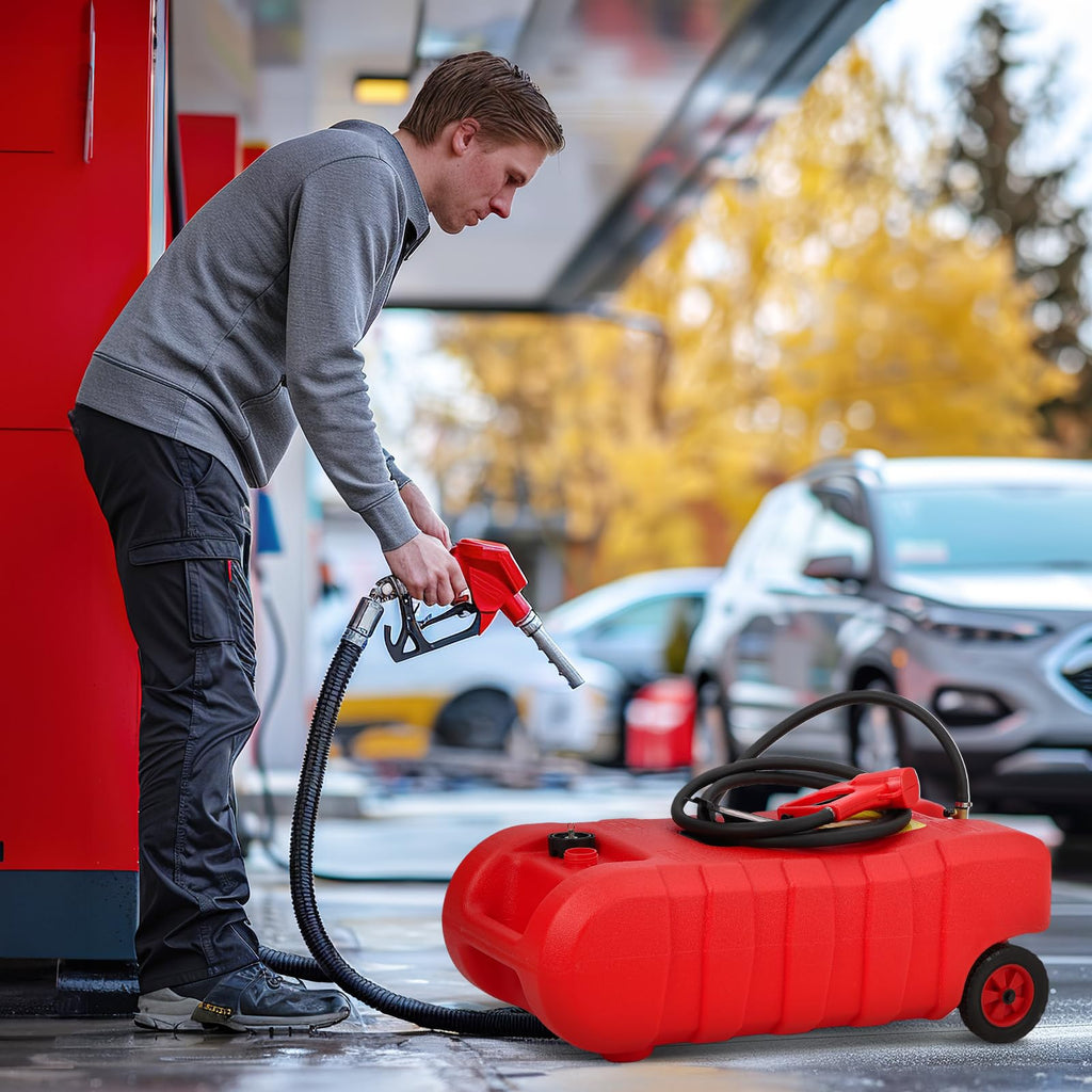 15 Gallon Wheeled Fuel Caddy with Manual Siphon Pump & 10FT Hose X843