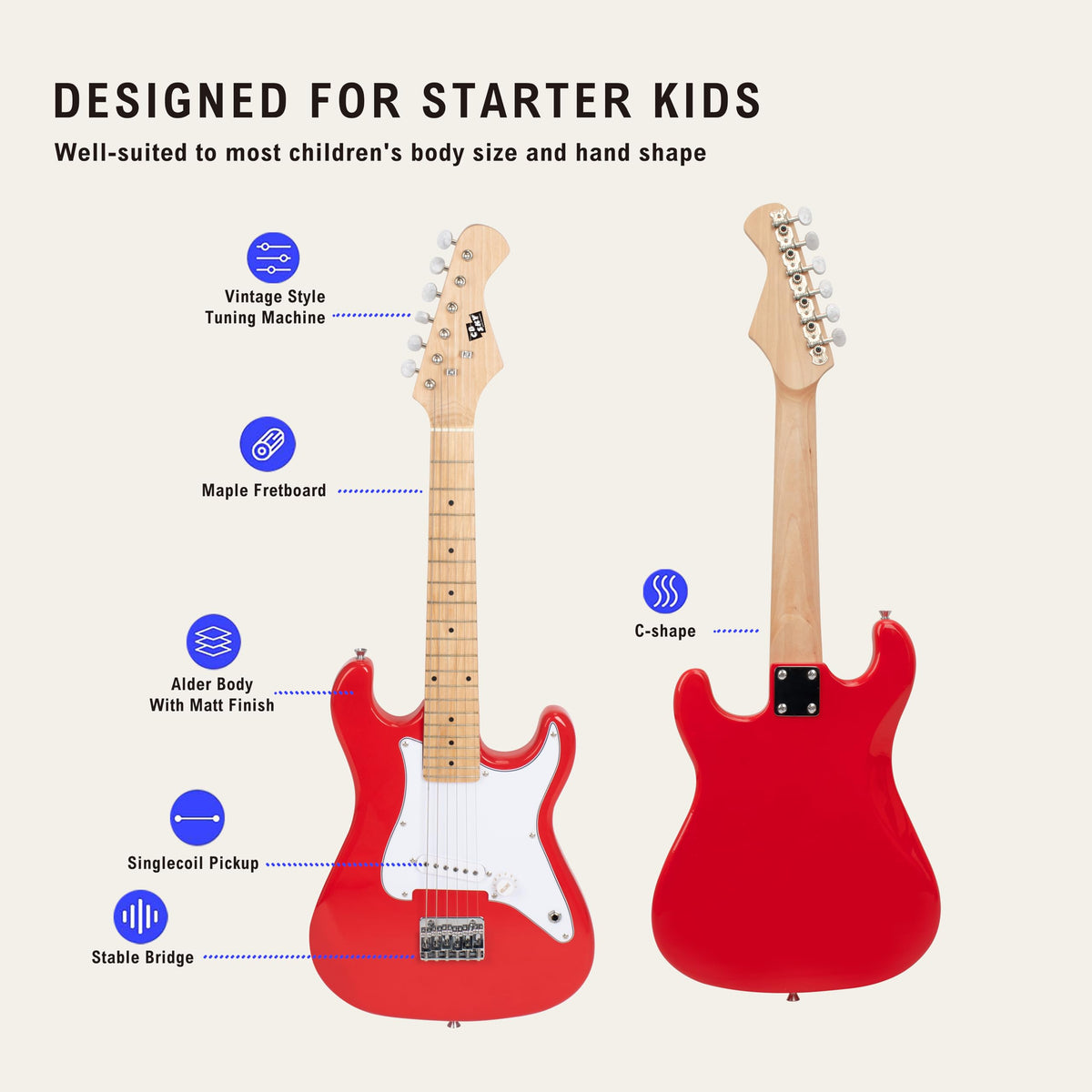 32 Inch Junior Size Red Electric Guitar Beginner Kit with Amplifier and Bag D362478