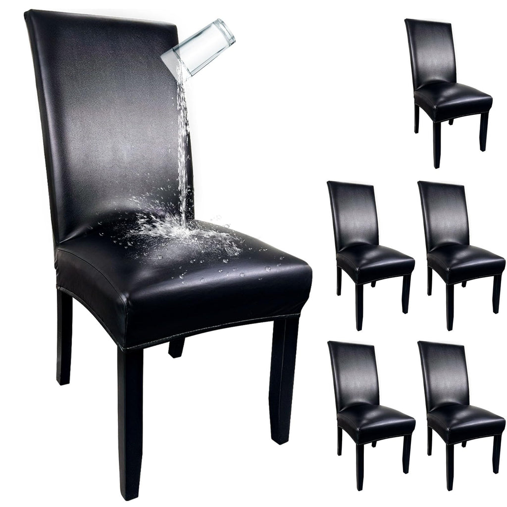 Pu Leather Dining Chair Covers Set of 6 Black B9321