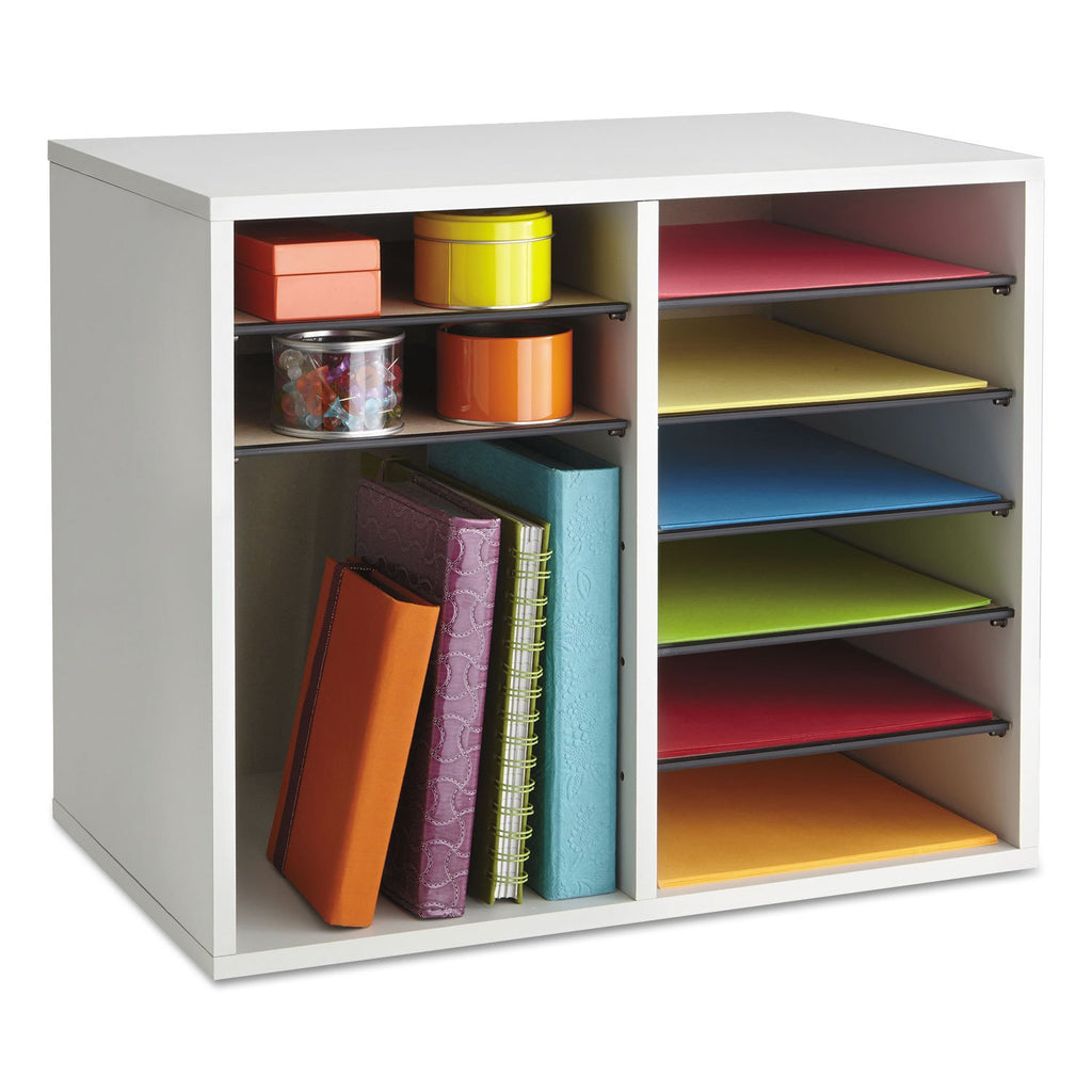 12 Compartment Wood Literature Organizer P7185