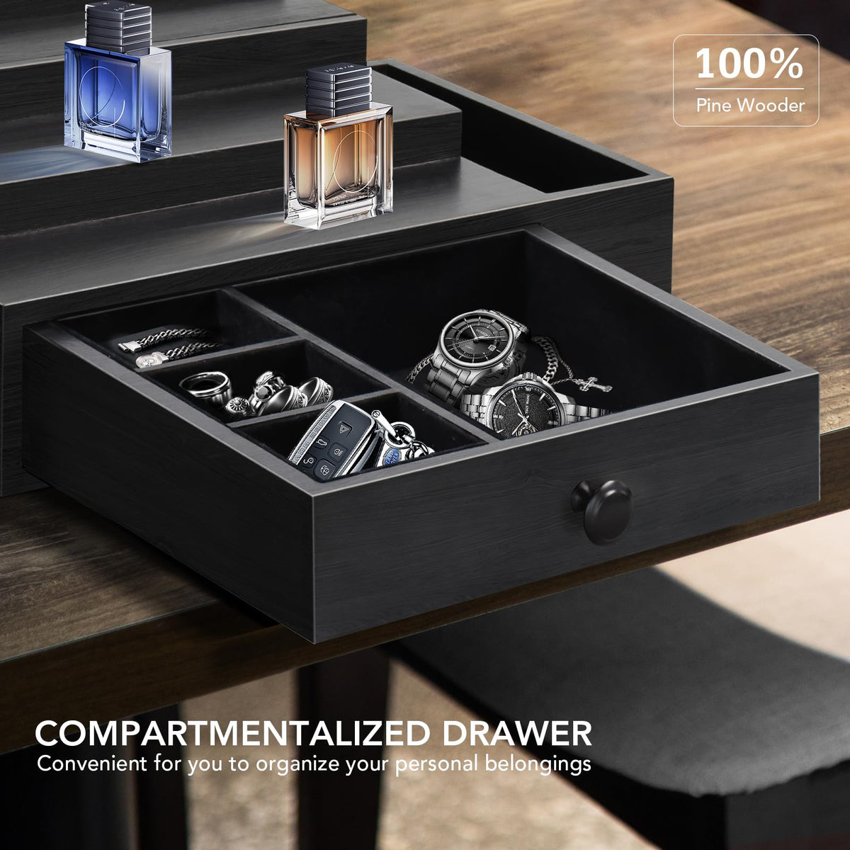3 Tier Cologne Stand Organizer with Velvet Lining Drawer R199571